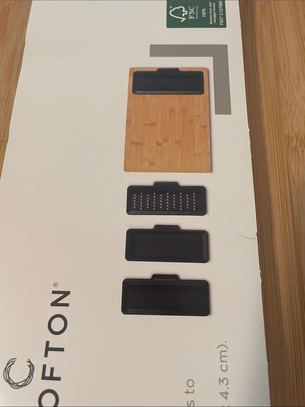 Crofton Bamboo Cutting Board with 4 Black Trays - Natural Bamboo - Picture 10 of 11